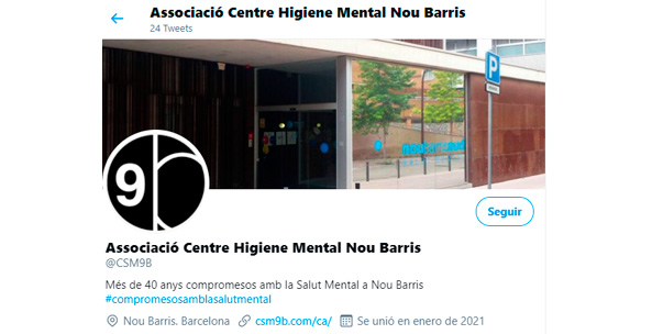 L’Associació Centre Higiene Mental Nou Barris estrena compte de Twitter. Segueix-nos!